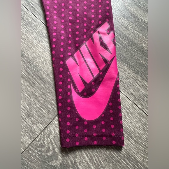 Nike Kids’ Full Zip Fuchsia Maroon Jacket and Polka Dot Leggings Matching Set 2T - Picture 5 of 9